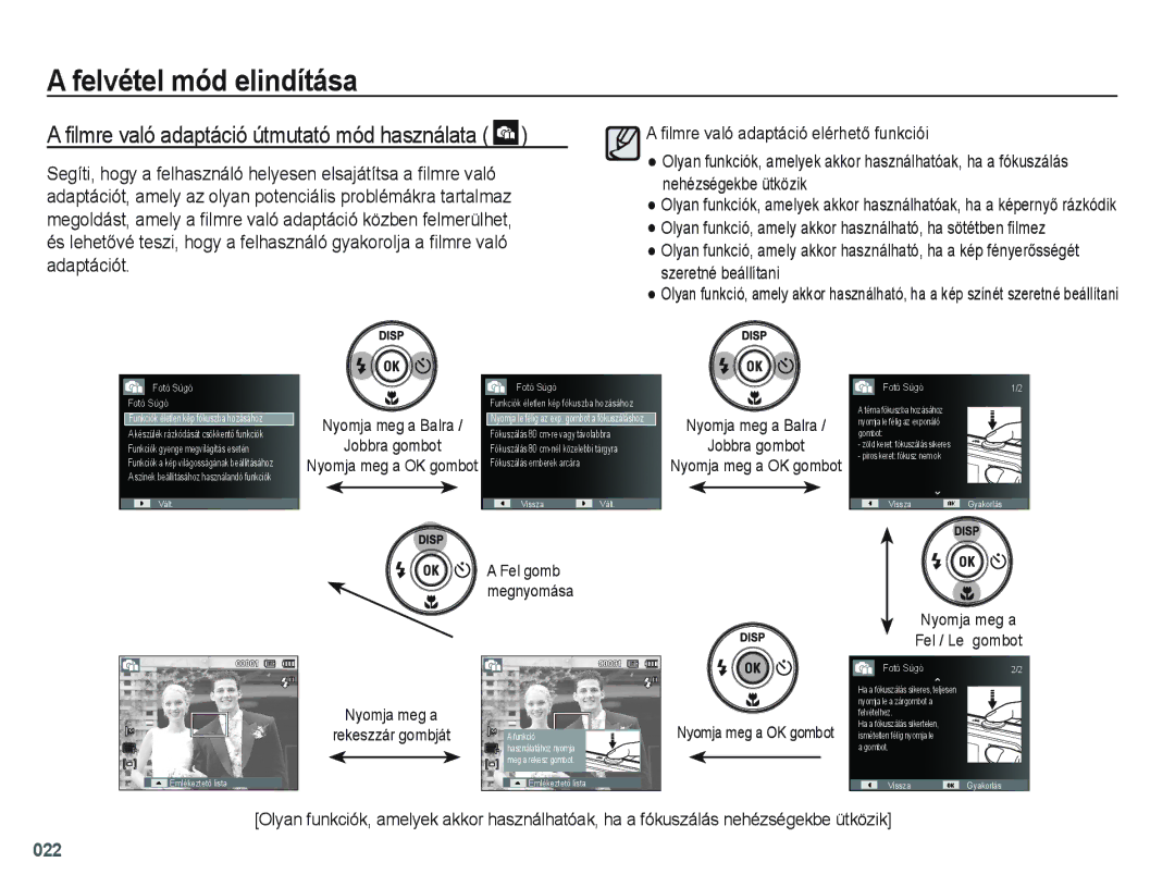 Samsung EC-PL60ZABP/E3, EC-PL60ZABP/IT manual Jobbra gombot, Nyomja meg a Fel / Le gombot, Nyomja meg a Rekeszzár gombját 