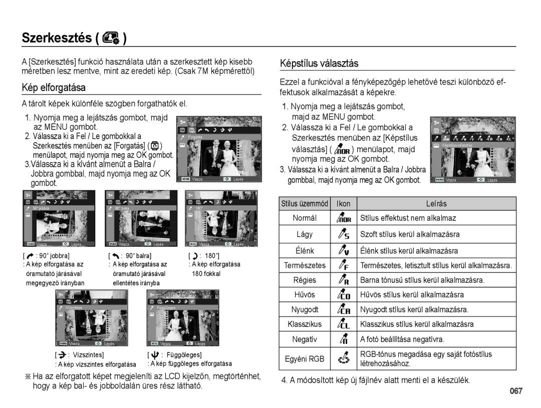 Samsung EC-PL60ZBBP/E3 Kép elforgatása, Tárolt képek különféle szögben forgathatók el, Választás, Nyomja meg az OK gombot 