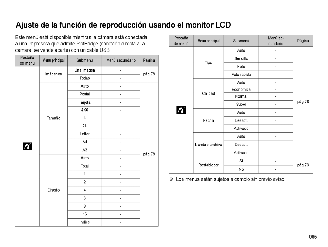 Samsung EC-PL60ZSBP/E1, EC-PL60ZPBP/E1, EC-PL60ZBBP/E1, EC-PL60ZABP/E1 manual 065 