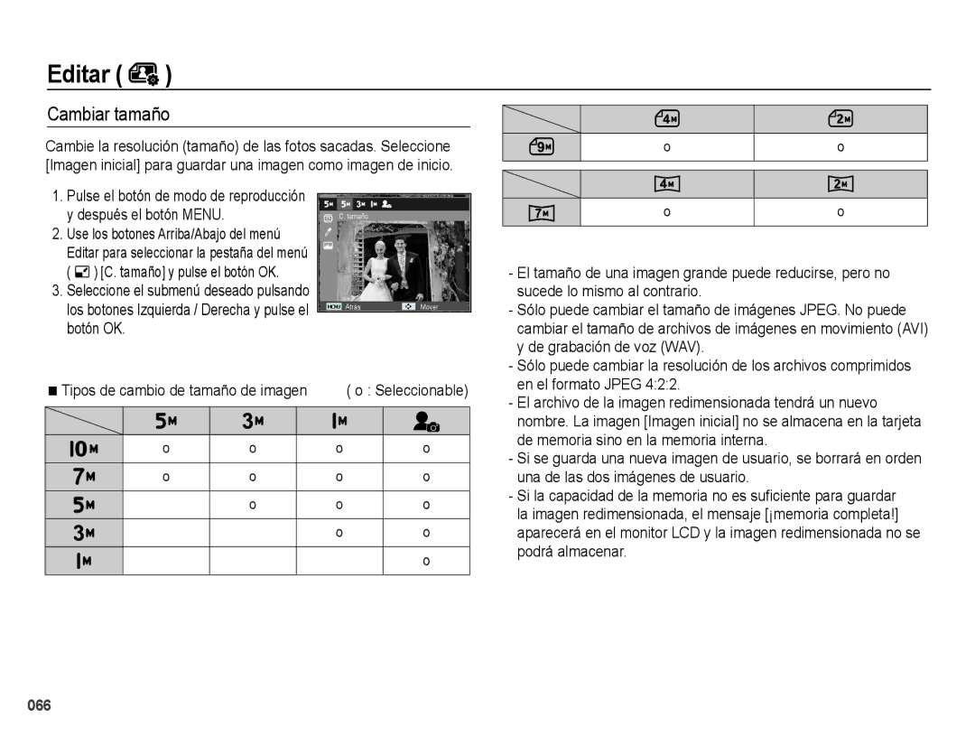 Samsung EC-PL60ZABP/E1, EC-PL60ZPBP/E1, EC-PL60ZBBP/E1, EC-PL60ZSBP/E1 manual Editar, Cambiar tamaño 