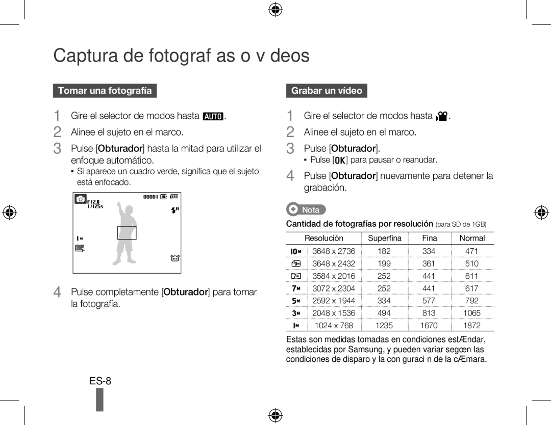 Samsung EC-PL60ZBBP/E2 manual Tomar una fotografía, Gire el selector de modos hasta a, Alinee el sujeto en el marco 