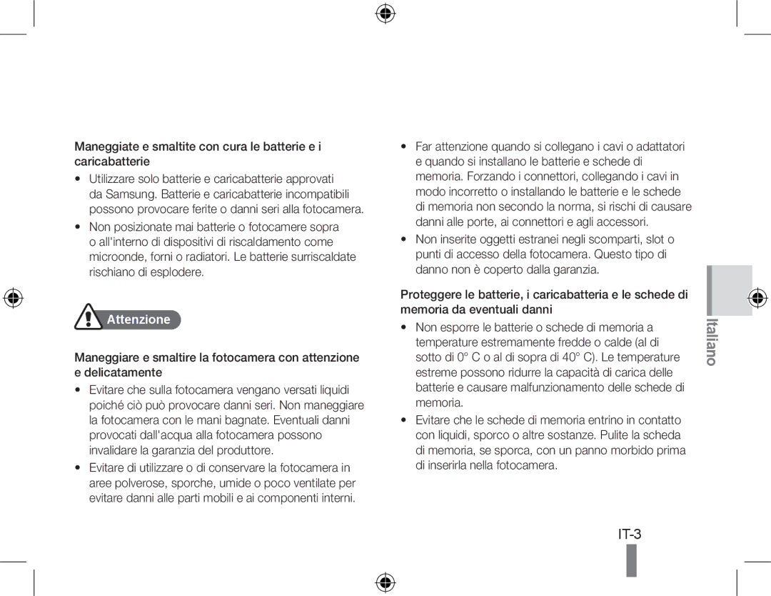 Samsung EC-PL60ZOBP/RU, EC-PL60ZPBP/FR, EC-PL60ZBBP/FR, EC-PL60ZSBP/FR, EC-PL60ZABP/FR, EC-PL60ZOBP/FR manual Attenzione 