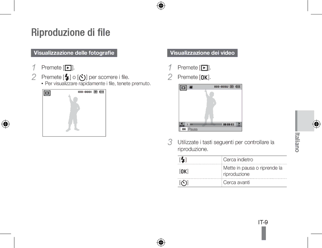 Samsung EC-PL60ZBBP/FR, EC-PL60ZPBP/FR Riproduzione di file, Visualizzazione delle fotografie, Visualizzazione dei video 