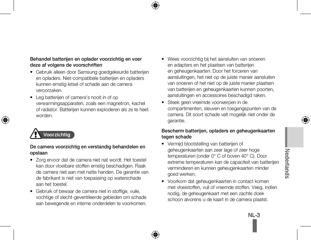 Samsung EC-PL60ZPBP/IT, EC-PL60ZPBP/FR, EC-PL60ZBBP/FR, EC-PL60ZSBP/FR, EC-PL60ZABP/FR, EC-PL60ZOBP/FR manual Voorzichtig 