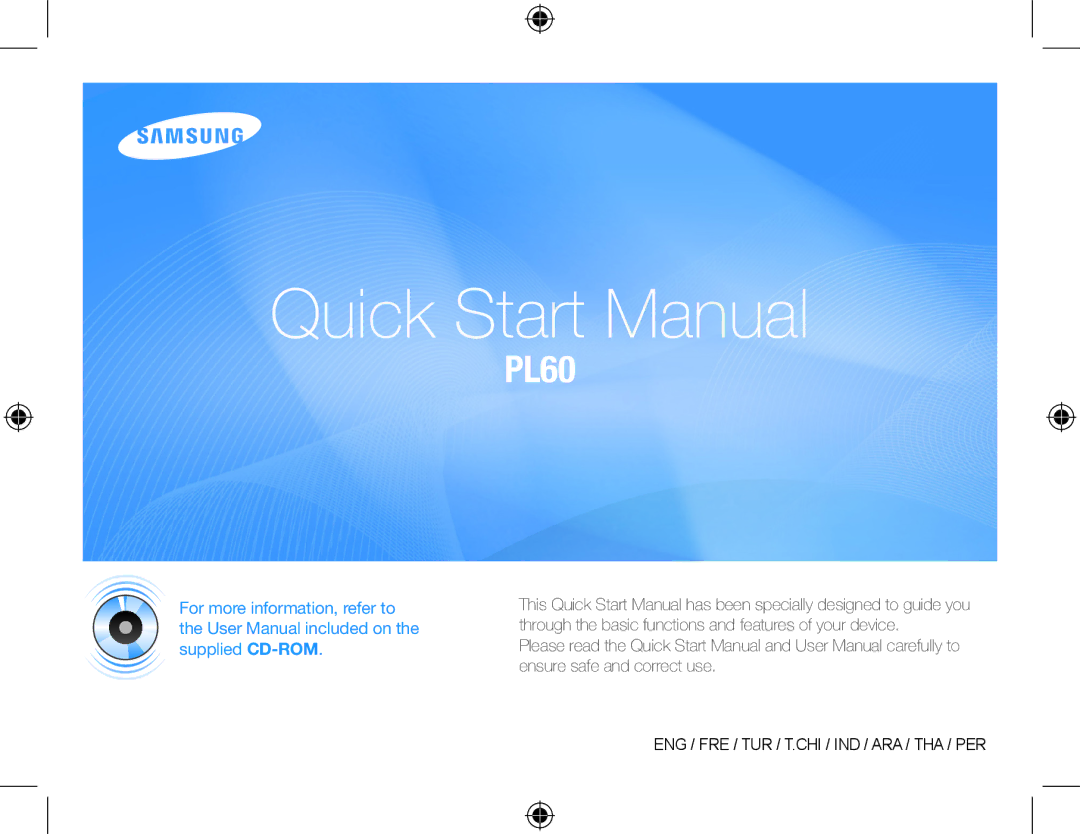 Samsung EC-PL60ZBBP/FR, EC-PL60ZPBP/FR, EC-PL60ZSBP/FR, EC-PL60ZABP/FR, EC-PL60ZOBP/FR manual Quick Start Manual 