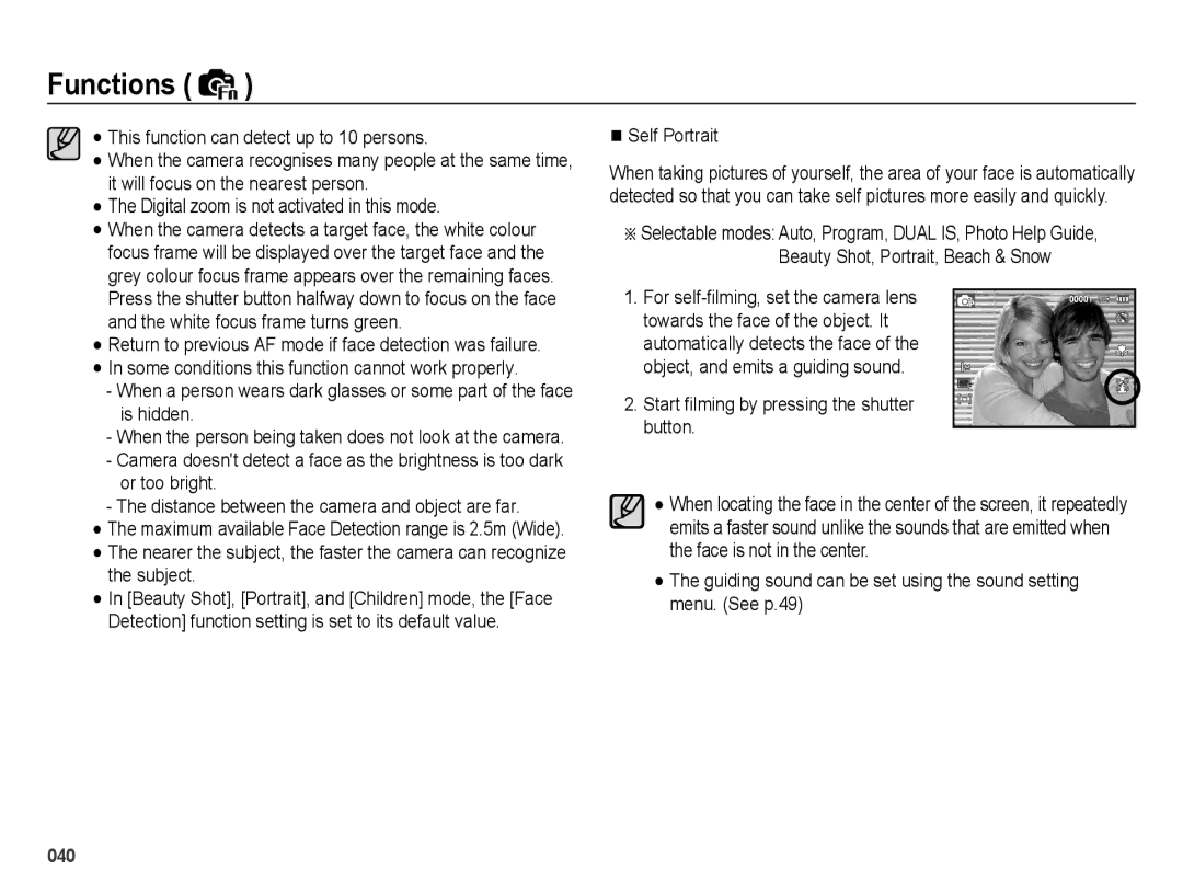 Samsung EC-PL60ZPBP/RU, EC-PL60ZPBP/FR manual Self Portrait, When the person being taken does not look at the camera 