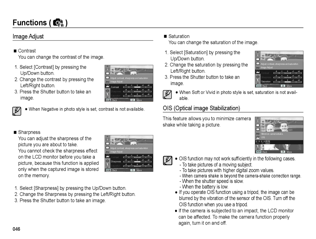 Samsung EC-PL60ZSBP/RU Image Adjust, OIS Optical image Stabilization, To take pictures with higher digital zoom values 