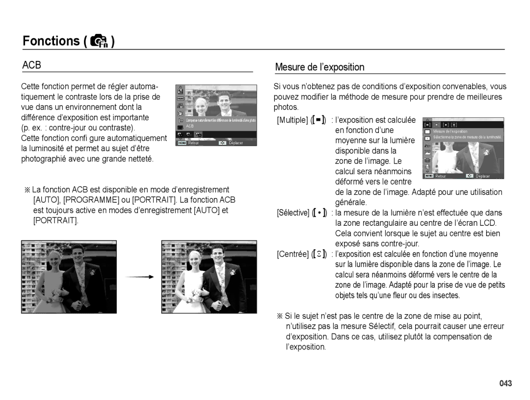 Samsung EC-PL60ZOBP/FR, EC-PL60ZPBP/FR, EC-PL60ZBBP/FR, EC-PL60ZSBP/FR, EC-PL60ZABP/FR manual Mesure de l’exposition 