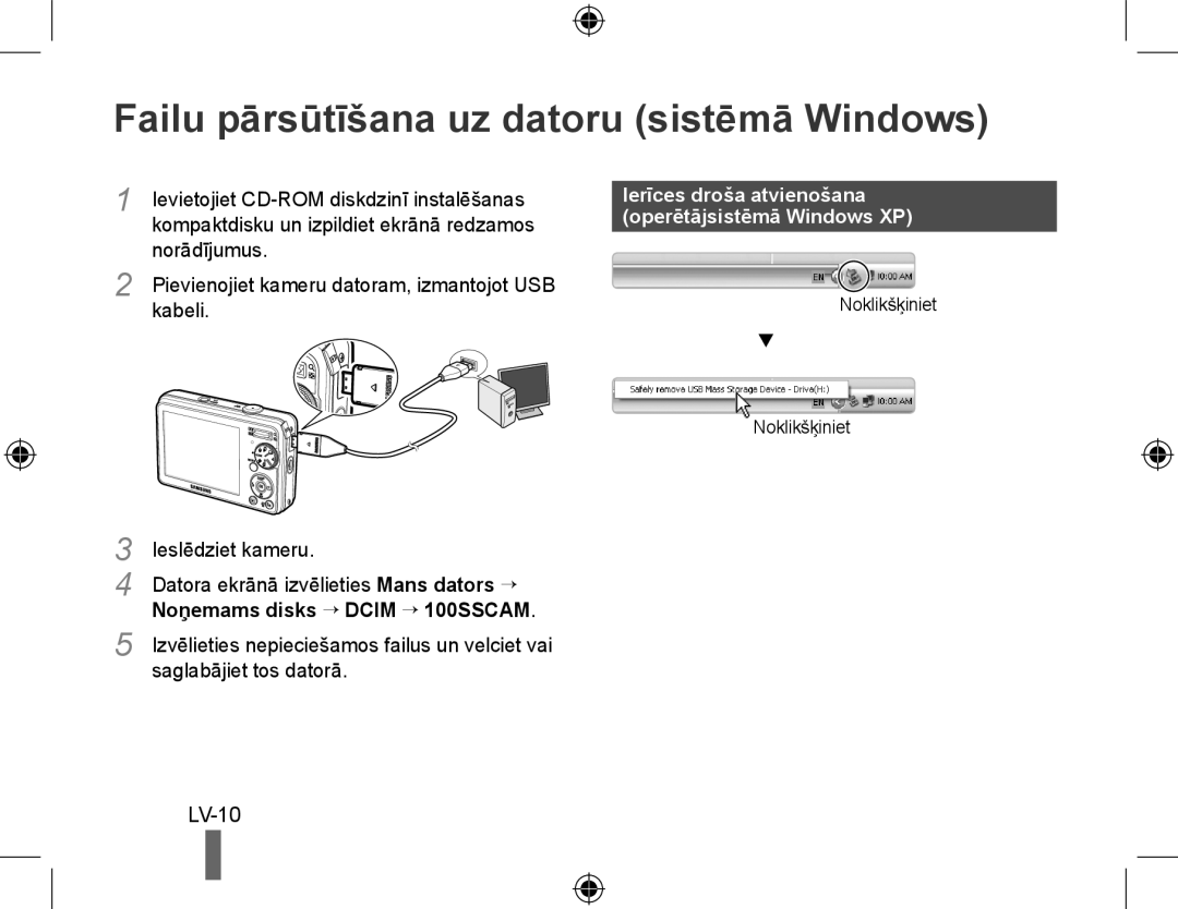 Samsung EC-PL60ZSBP/E1 manual Failu pārsūtīšana uz datoru sistēmā Windows, LV-10, Ievietojiet CD-ROM diskdzinī instalēšanas 