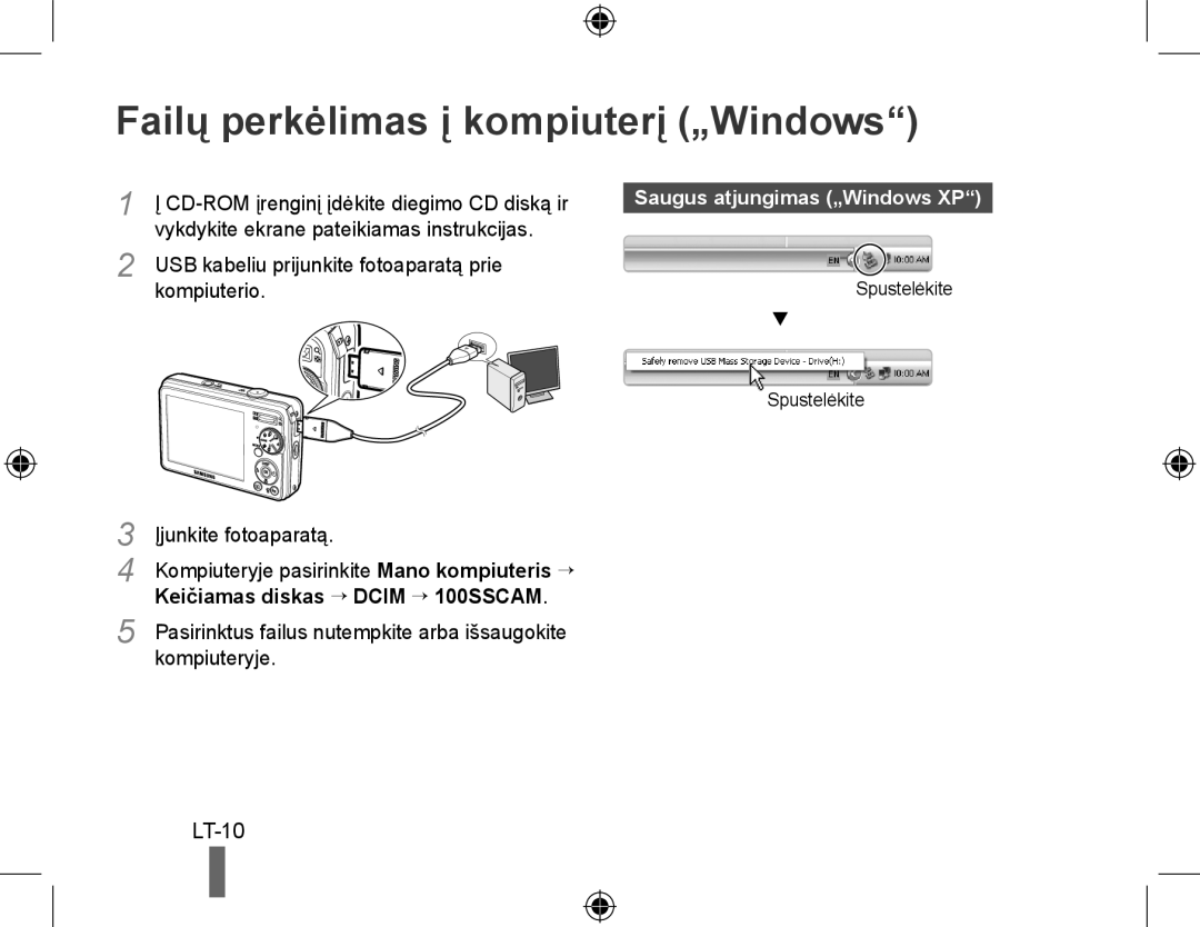 Samsung EC-PL60ZBBP/ME manual Failų perkėlimas į kompiuterį „Windows“, LT-10, vykdykite ekrane pateikiamas instrukcijas 
