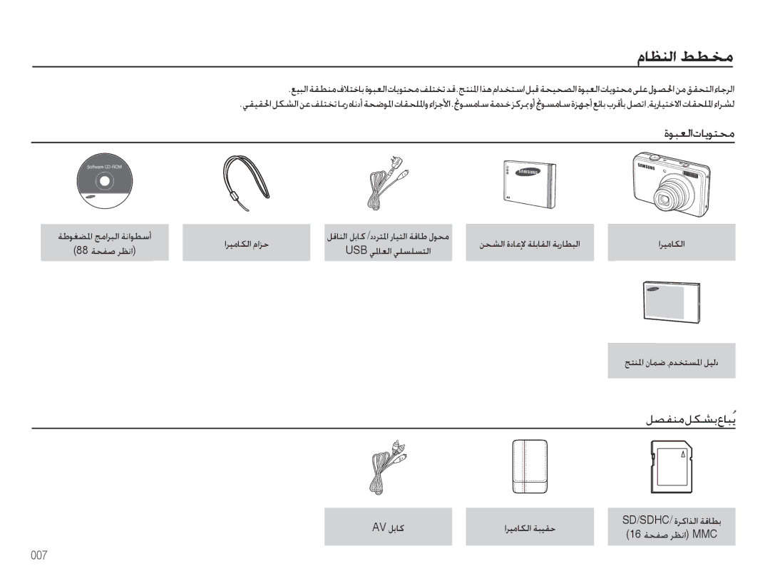 Samsung EC-PL60ZBBP/ME, EC-PL60ZPBP/ME, EC-PL60ZEBP/SA, EC-PL60ZABP/ME, EC-PL60ZNBP/SA manual ةﻮﺒﻌﻟاتﺎﻳﻮﺘﺤﻣ, ﻞﺼﻔﻨﻣﻞﻜﺸﺑعﺎﺒُﻳ 