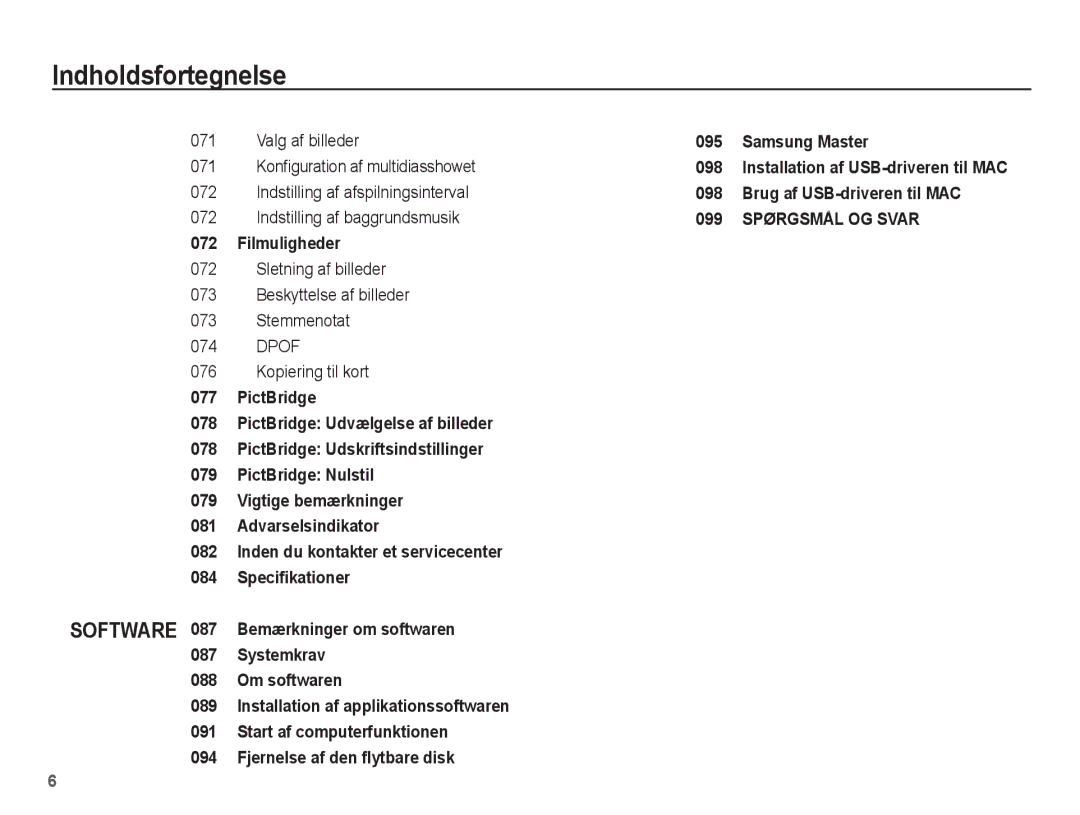 Samsung EC-PL65ZPBP/E2, EC-PL65ZABA/E1, EC-PL65ZBBP/E2, EC-PL65ZABP/E2, EC-PL65ZSBP/E2 manual 099 Spørgsmål OG Svar 