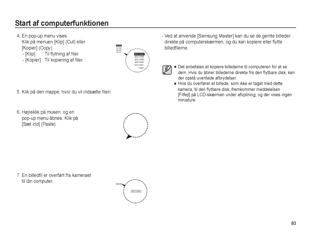 Samsung EC-PL65ZSBP/E2, EC-PL65ZABA/E1, EC-PL65ZBBP/E2, EC-PL65ZPBP/E2, EC-PL65ZABP/E2 manual Til flytning af filer 