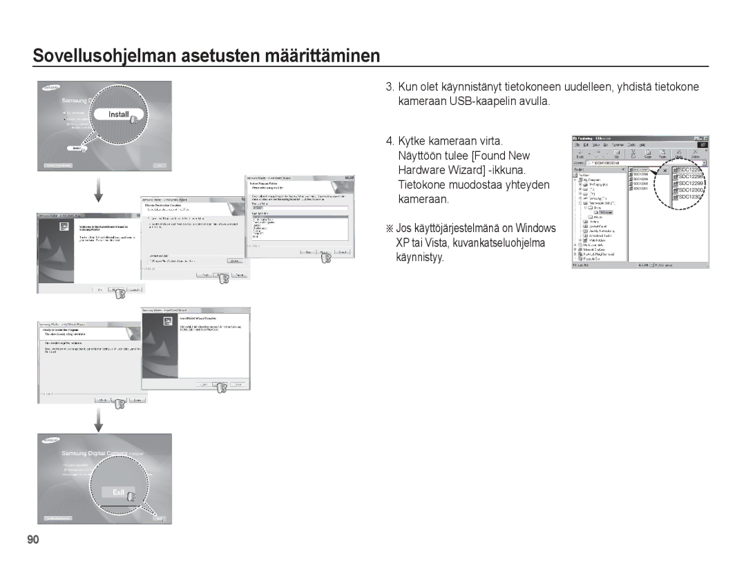 Samsung EC-PL65ZBBP/E2, EC-PL65ZABA/E1, EC-PL65ZPBP/E2, EC-PL65ZABP/E2 manual XP tai Vista, kuvankatseluohjelma käynnistyy 