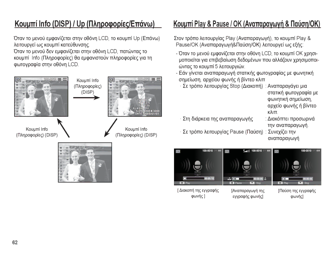 Samsung EC-PL65ZSBP/E3 manual ĮȡȤİȓȠ ĳȦȞȒȢ Ȓ ȕȓȞĲİȠ țȜȚʌ · ȈĲȘ įȚȐȡțİȚĮ ĲȘȢ ĮȞĮʌĮȡĮȖȦȖȒȢ, ĲȘȞ ĮȞĮʌĮȡĮȖȦȖȒ, ȀȠȣȝʌȓ Info 