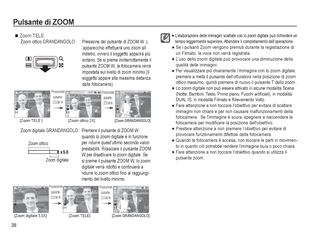 Samsung EC-PL65ZBBP/IT, EC-PL65ZABP/IT, EC-PL65ZBBA/IT, EC-PL65ZRBA/IT, EC-PL65ZSBP/IT Mento del livello minimo, Zoom ottico 