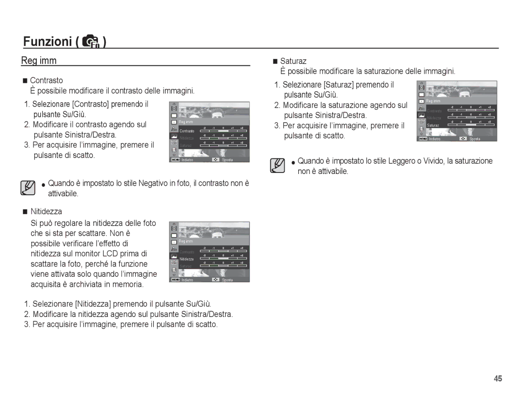 Samsung EC-PL65ZSBP/IT, EC-PL65ZABP/IT manual Reg imm, Pulsante Su/Giù, Pulsante Sinistra/Destra, Pulsante di scatto 