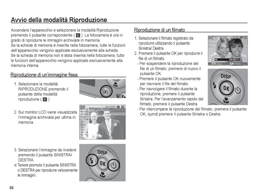 Samsung EC-PL65ZBBP/IT Avvio della modalità Riproduzione, Riproduzione di un’immagine fissa, Riproduzione di un filmato 