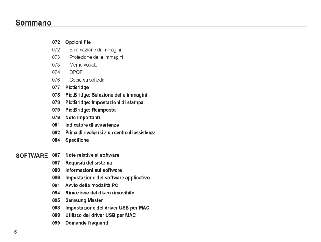 Samsung EC-PL65ZABP/IT, EC-PL65ZBBP/IT, EC-PL65ZBBA/IT, EC-PL65ZRBA/IT, EC-PL65ZSBP/IT, EC-PL65ZPBP/IT manual Opzioni ﬁle 