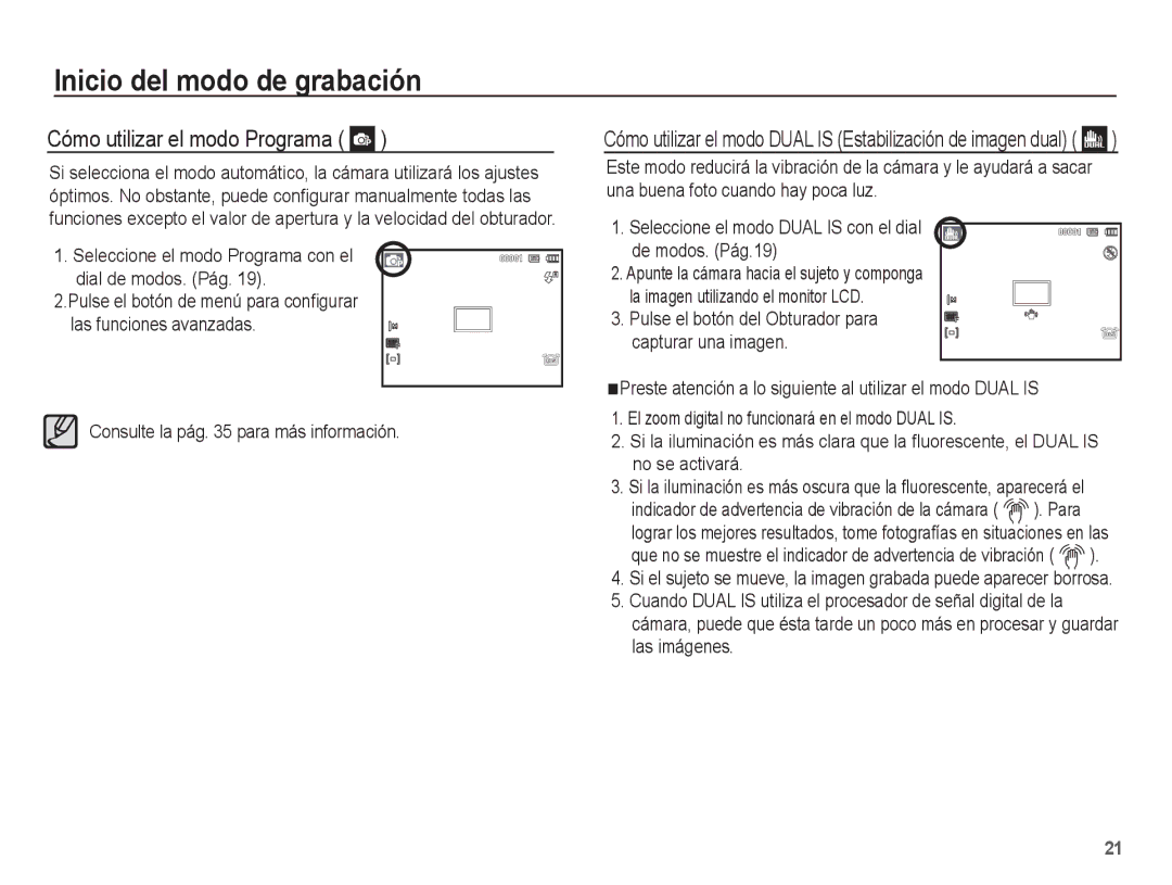 Samsung EC-PL65ZBBP/E1 manual Cómo utilizar el modo Programa, Seleccione el modo Programa con el dial de modos. Pág 