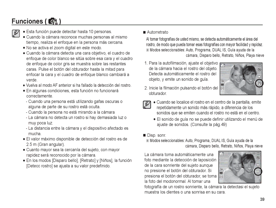 Samsung EC-PL65ZBBP/E1 manual Para la autoﬁlmación, ajuste el objetivo, Inicie la ﬁlmación pulsando el botón del obturador 