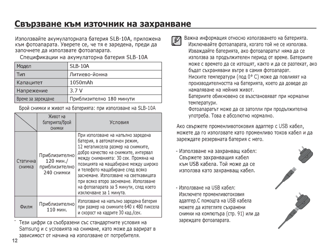 Samsung EC-PL65ZABP/E3 manual ǸȊȢȘȏȊȈȕȍ ȒȢȔ ȐȏȚȖȟȕȐȒ ȕȈ ȏȈȝȘȈȕȊȈȕȍ, ǸȗȍȞȐȜȐȒȈȞȐȐ ȕȈ ȈȒțȔțȓȈȚȖȘȕȈ ȉȈȚȍȘȐȧ SLB-10A, 1050mAh 