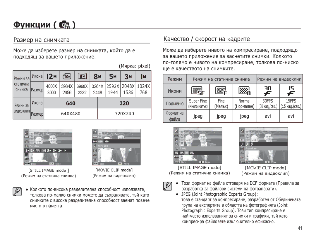 Samsung EC-PL65ZBBP/E3 manual ǸȈȏȔȍȘ ȕȈ șȕȐȔȒȈȚȈ, ǱȈȟȍșȚȊȖ / șȒȖȘȖșȚ ȕȈ ȒȈȌȘȐȚȍ, ǴȧȘȒȈ pixel, 640X480 320X240, Avi 