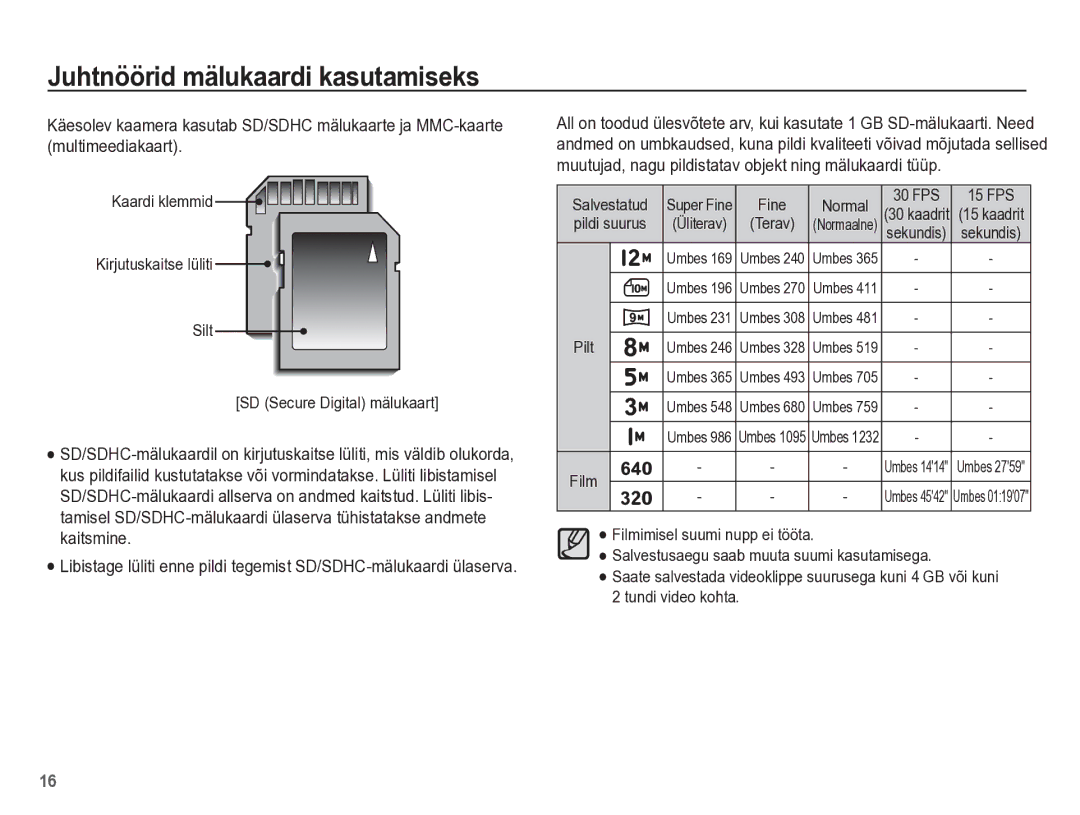 Samsung EC-PL65ZBBP/RU manual Salvestatud, Pildi suurus 