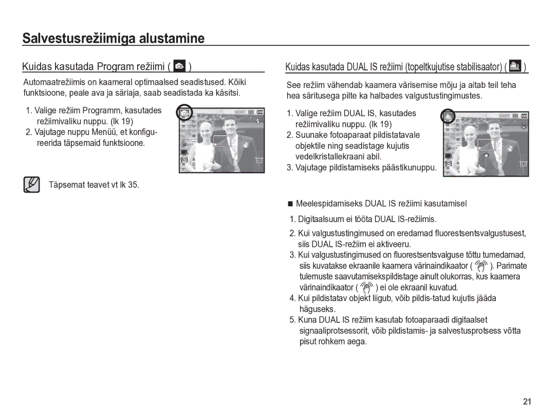 Samsung EC-PL65ZBBP/RU manual Kuidas kasutada Program režiimi, Täpsemat teavet vt lk 