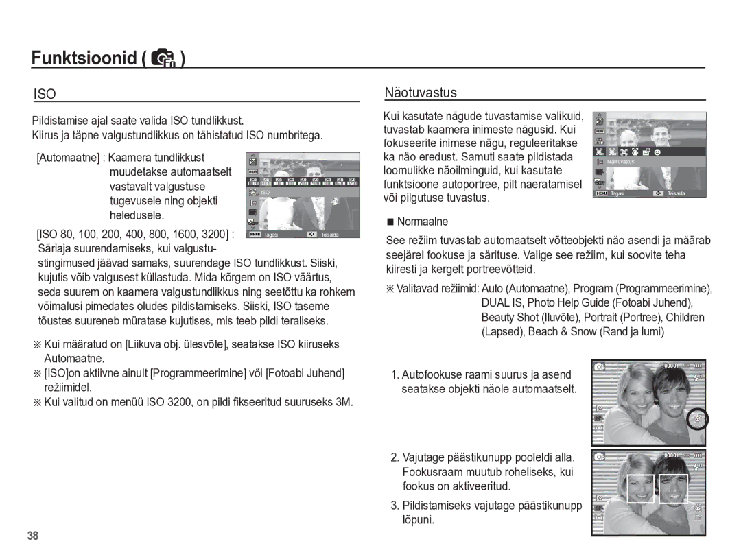 Samsung EC-PL65ZBBP/RU manual Näotuvastus 