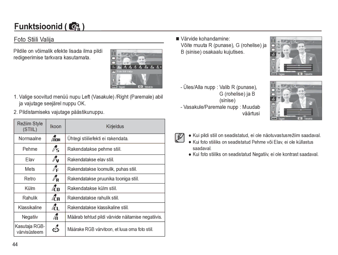 Samsung EC-PL65ZBBP/RU manual Foto Stiili Valija 