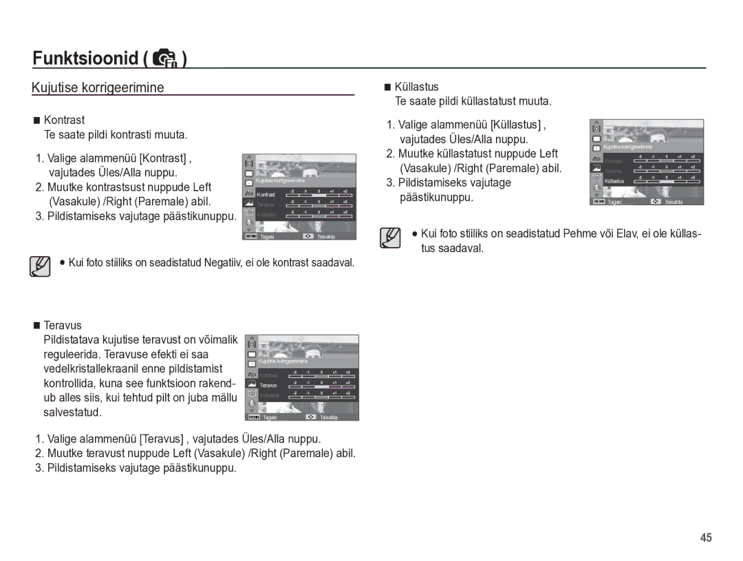 Samsung EC-PL65ZBBP/RU manual Kujutise korrigeerimine 