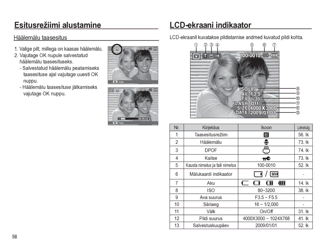 Samsung EC-PL65ZBBP/RU manual Häälemälu taasesituse jätkamiseks vajutage OK nuppu, 100-0010, On/Off 