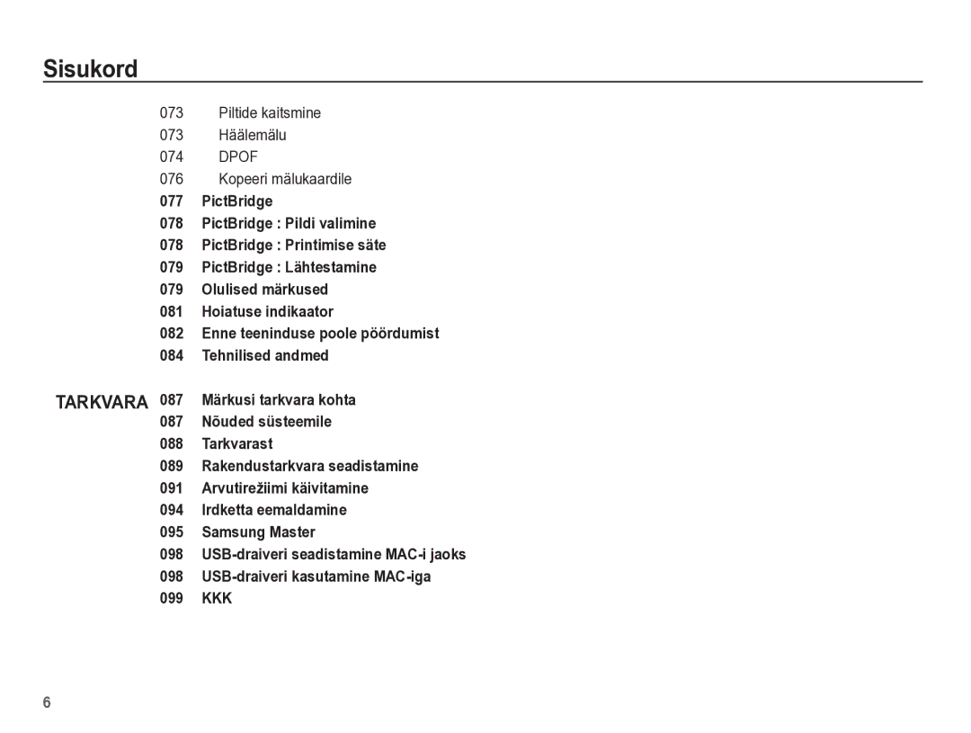 Samsung EC-PL65ZBBP/RU manual Piltide kaitsmine 073 Häälemälu Dpof Kopeeri mälukaardile 