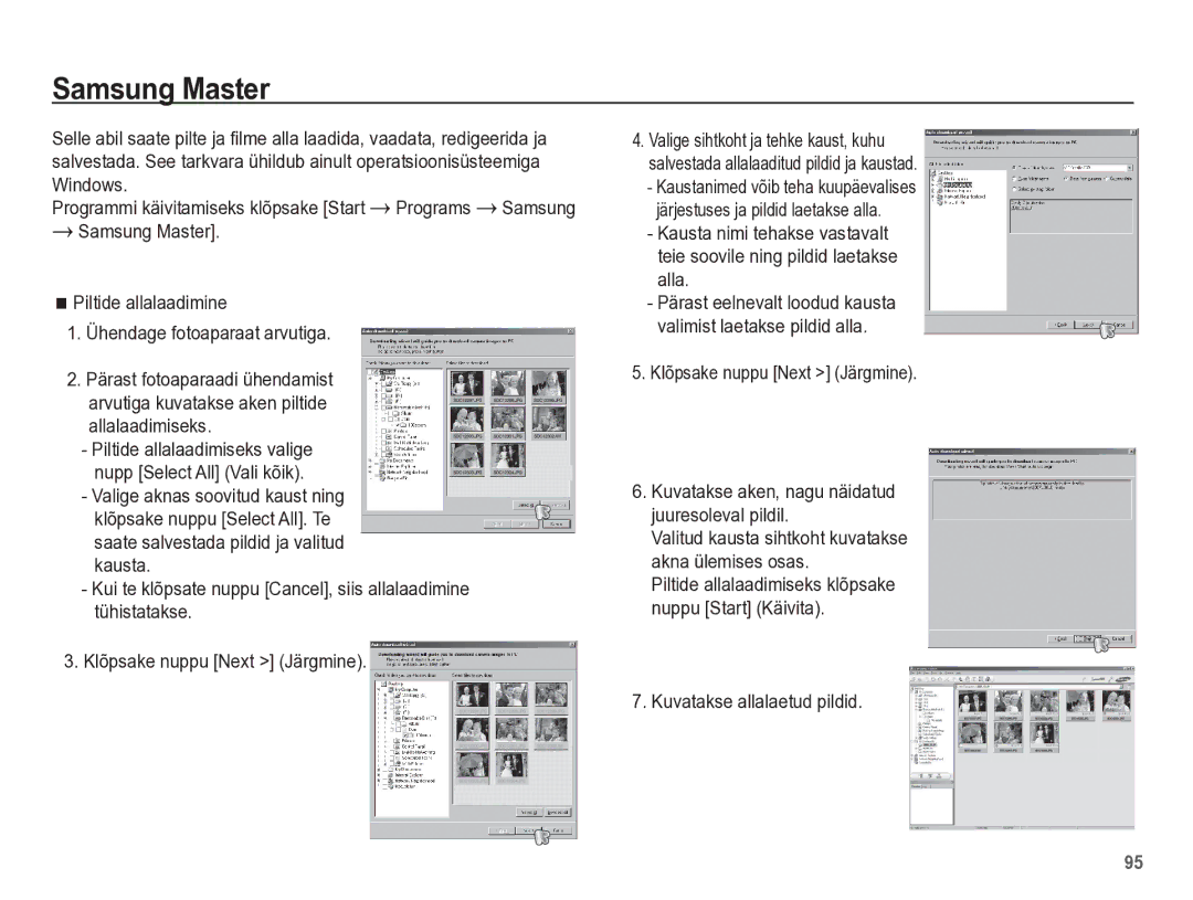 Samsung EC-PL65ZBBP/RU manual Samsung Master, Kuvatakse allalaetud pildid 