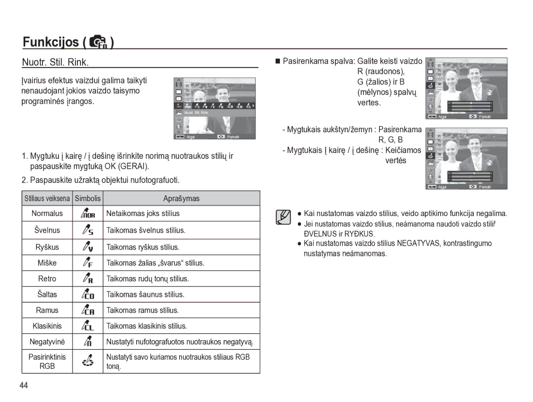 Samsung EC-PL65ZBBP/RU manual Nuotr. Stil. Rink, Paspauskite užraktą objektui nufotografuoti 