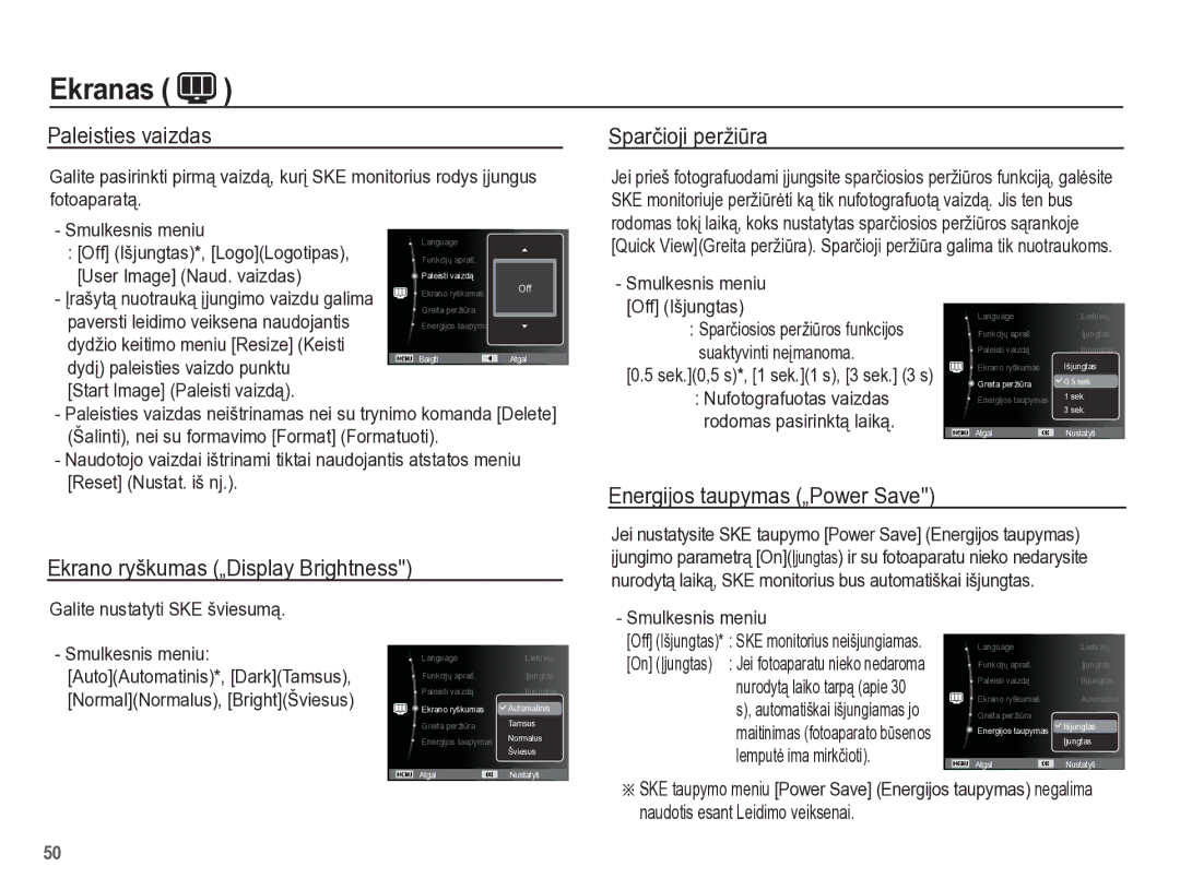 Samsung EC-PL65ZBBP/RU manual Paleisties vaizdas, Sparþioji peržiǌra 