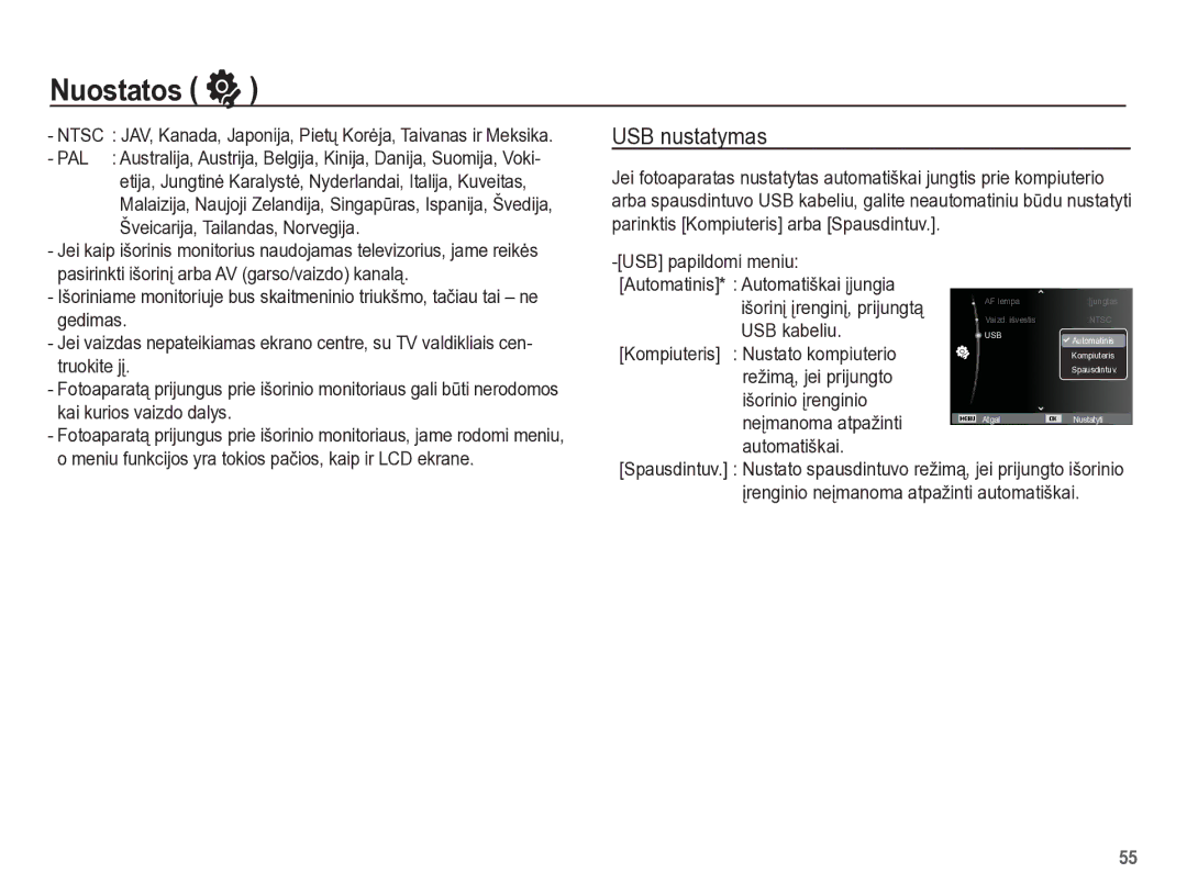 Samsung EC-PL65ZBBP/RU manual USB nustatymas 