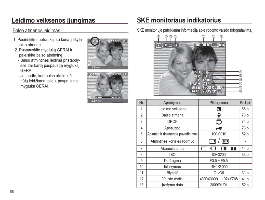 Samsung EC-PL65ZBBP/RU manual Balso atmenos leidimas, Pasirinkite nuotrauką, su kuria Ƴrašyta balso atmena 