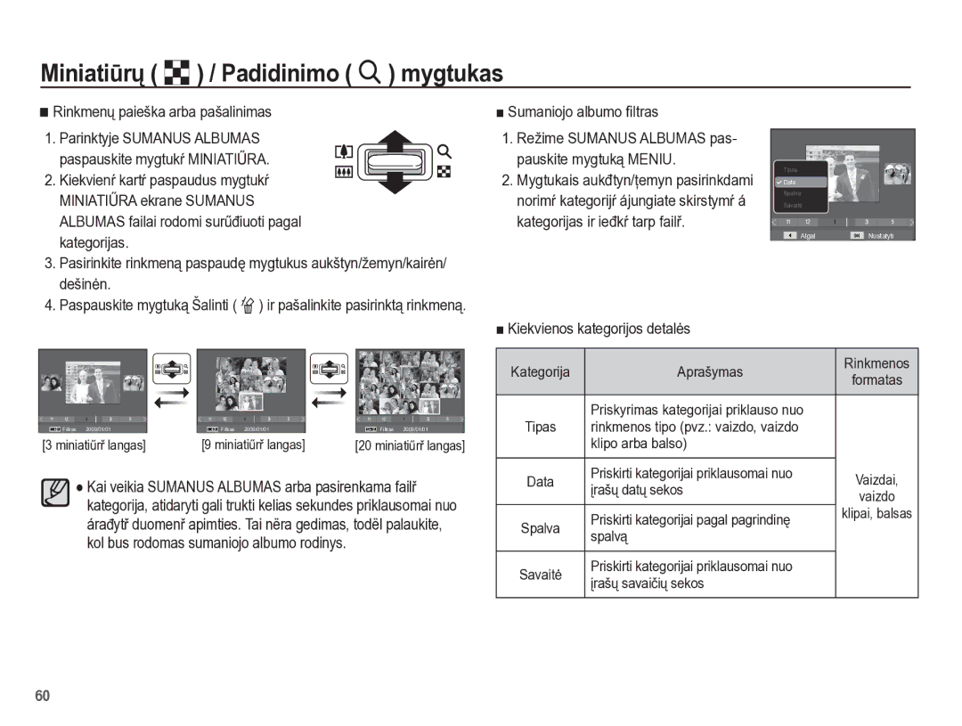 Samsung EC-PL65ZBBP/RU manual Rinkmenǐ paieška arba pašalinimas, Kiekvienos kategorijos detalơs 