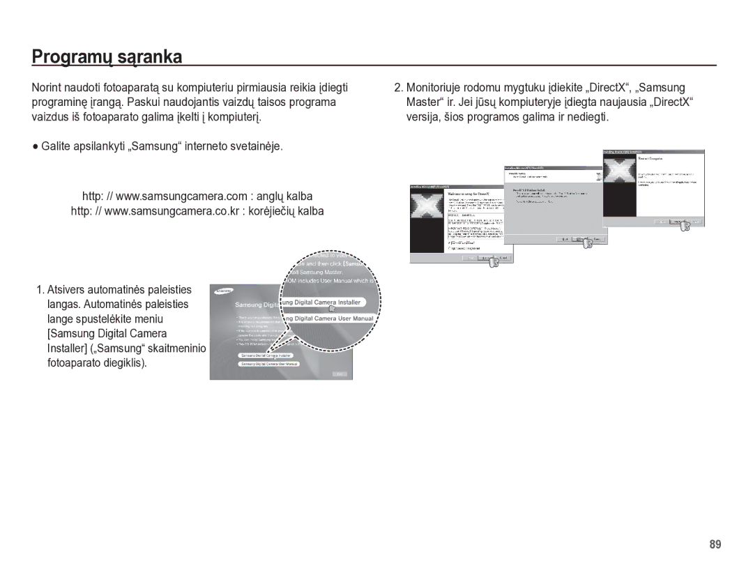 Samsung EC-PL65ZBBP/RU manual Programǐ sąranka, Galite apsilankyti „Samsung interneto svetainơje 