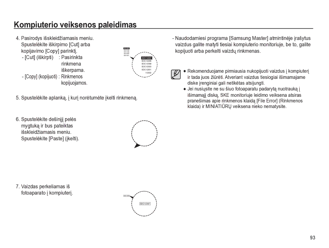 Samsung EC-PL65ZBBP/RU manual Kopijavimo Copy parinktƳ, Spustelơkite aplanką, Ƴ kurƳ norơtumơte Ƴkelti rinkmeną 