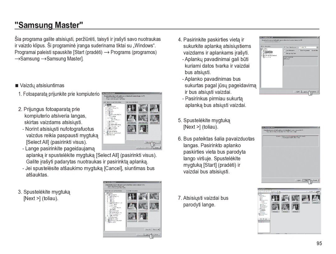 Samsung EC-PL65ZBBP/RU manual Samsung Master, Lange pasirinkite pageidaujamą 