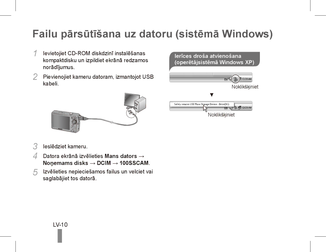 Samsung EC-PL65ZABP/ME, EC-PL65ZRBP/FR, EC-PL65ZABP/FR, EC-PL65ZSBP/FR Failu pārsūtīšana uz datoru sistēmā Windows, LV-10 