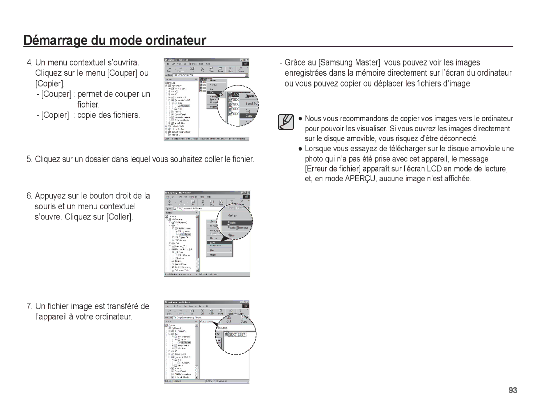 Samsung EC-PL65ZPBP/FR, EC-PL65ZRBP/FR, EC-PL65ZABP/FR manual Un menu contextuel s’ouvrira. Cliquez sur le menu Couper ou 