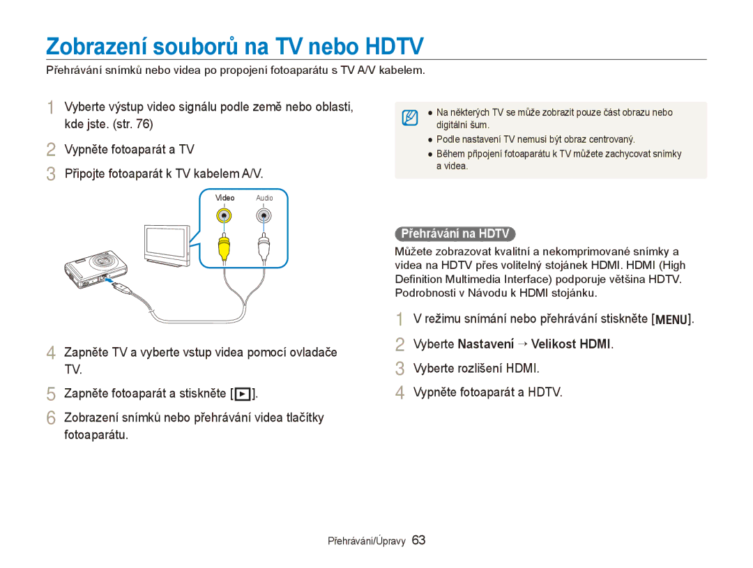 Samsung EC-PL70ZZBPSRU manual Zobrazení souborů na TV nebo Hdtv, Vyberte výstup video signálu podle země nebo oblasti 