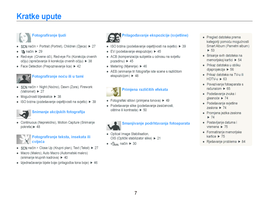 Samsung EC-PL70ZZBPBE3, EC-PL70ZZBPPE3 manual Kratke upute, Fotograﬁranje ljudi 