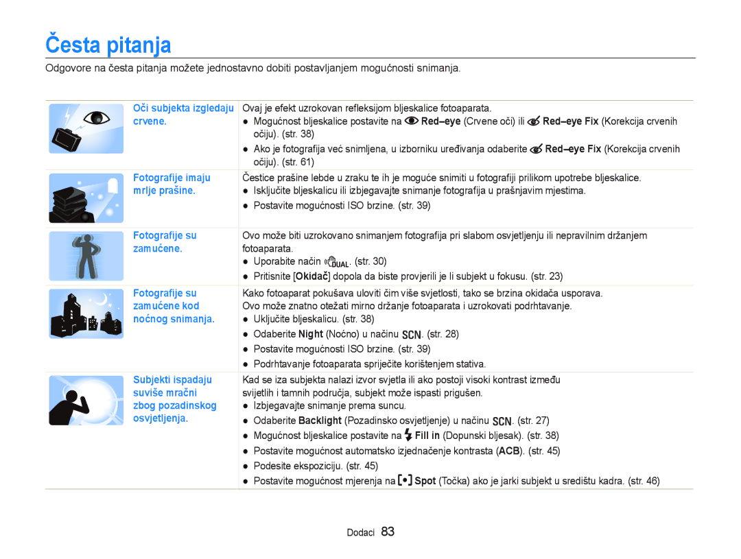 Samsung EC-PL70ZZBPBE3, EC-PL70ZZBPPE3 manual Česta pitanja 