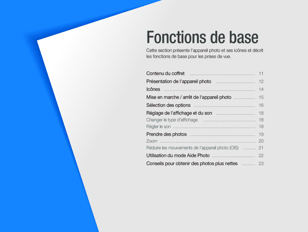 Samsung EC-PL70ZZBPBE1, EC-PL70ZZBPBFR, EC-PL70ZZBPSFR, EC-PL70ZZBCPE1, EC-PL70ZZBPPE1 manual Fonctions de base 