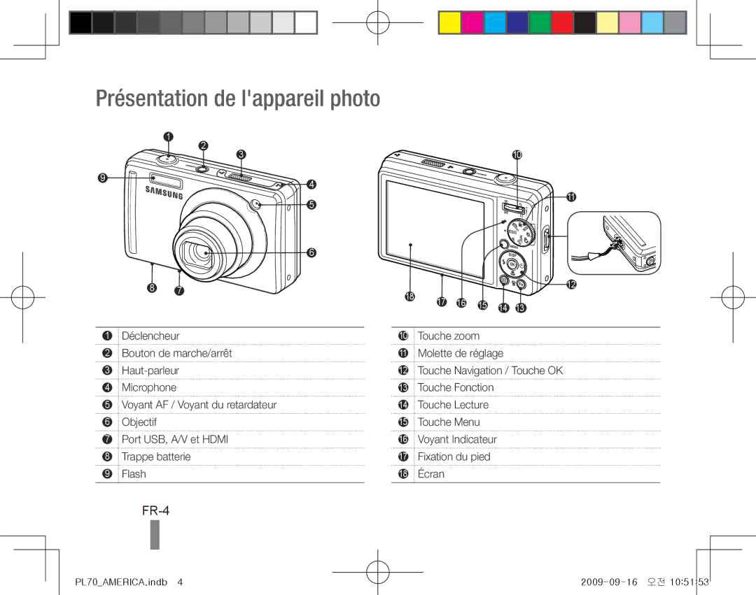 Samsung EC-PL70ZZBPBRU, EC-PL70ZZBPBFR, EC-PL70ZZBPBE1, EC-PL70ZZBPSFR, EC-PL70ZZBCPE1 Présentation de lappareil photo, FR-4 